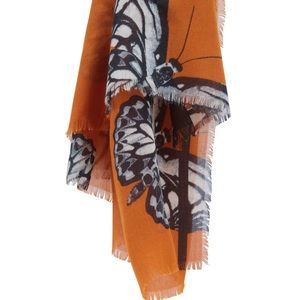 Zara Accessories - Zara Orange Butterfly Print Rectangle Fringe Scarf Zara Accessories - Zara Orange Butterfly Print Rectangle Fringe Scarf